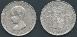 ESPAGNA SPANIEN SPAIN ESPAÑA 1888 MPM ALFONSO XIII 5 PESETAS SILVER PLATA - Verzamelingen