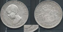 ESPAGNA SPANIEN SPAIN ESPAÑA 1891 ESTRELLAS 18-91 PGM ALFONSO XIII 5 PESETAS SILVER PLATA - Sammlungen