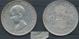 ESPAGNA SPANIEN SPAIN ESPAÑA 1891 ESTRELLAS 18-91 PGM ALFONSO XIII 5 PESETAS SILVER PLATA - Sammlungen