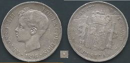 ESPAGNA SPANIEN SPAIN ESPAÑA 1898 ALFONSO XIII 5 PESETAS STARS ESTRELLAS 18-98 SGA SILVER - Colecciones