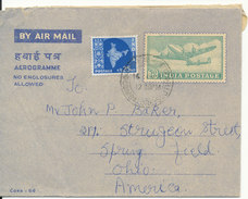 India Aerogramme Sent To USA 1963 - Aerogramme