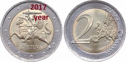 Lithuania Litauen 2017 2 Euro Kursmünze UNC RRR RARE Coin - Rare Keydate FROM MINT ROLL UNC - Lituanie