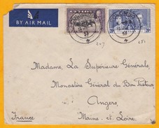 1937 -   Enveloppe Par Avion De Colombo, Ceylan, GB Vers Angers, France - Affrt 70 C - Cad Arrivée OMEC - Ceylon (...-1947)