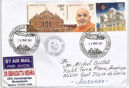 Temples:Akshardham & Gurudwara Bangla Sahib à Delhi, Sur Lettre Adressée ANDORRA, Avec Timbre à Date Arrivée - Hindoeïsme