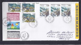 TP N° 519x3 + 520x3 + 321/322/513 + VIGNETTE SUR LETTRE RECOMMANDEE DU 12.7.99 POUR LA FRANCE+POSTE RESTANTE - Lettres & Documents