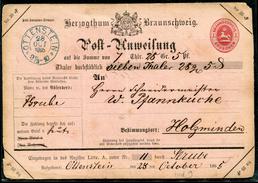 ALLEMAGNE - BRUNSWICK MANDAT POSTAL 1g , OBL. OTTENSTEIN LE 28/10/1865 POUR HOLZMINDEN - TB - Brunswick