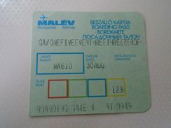 D151773  Hungary  MALÉV Airlines Boarding Pass  Ca  1980's - Carte D'imbarco