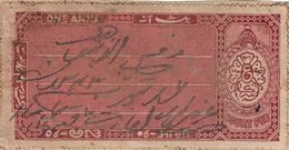 INDIA HYDERABAD PRINCELY STATE 1-ANNA COURT FEE STAMP 1908 GOOD/USED - Hyderabad