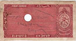 INDIA HYDERABAD PRINCELY STATE 4-ANNAS COURT FEE STAMP 1908 GOOD/USED - Hyderabad