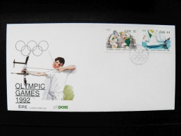 FDC Cover Ireland Eire 1992 Barcelona Olympic Games Boxing Yachting Archery Yachts - FDC