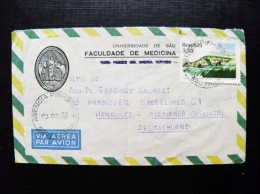 Cover Sent From Brazil To Germany 1975 Animal Crocodile Caiman - Briefe U. Dokumente