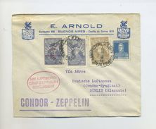 1932 Argentinien Zeppelinpost Brief Der 1. Südamerikafahrt Abart Mit Dt. Flugbestätiungsstempel Von 1930 Si 140 Var - Covers & Documents