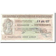 Billet, Italie, 150 Lire, 1977, 1977-04-19, TTB - [10] Scheck Und Mini-Scheck