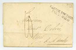 GRANDE BRETAGNE PAR ST MALO 1827 Jersey - Abraham DE GRUCHY (1780-1864) á DOBREE à NANTES - Schiffspost