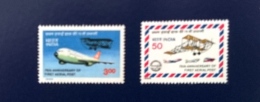 INDE, Avion, Avions, Plane. 2 Valeurs Emises En 1986** MNH - Vliegtuigen