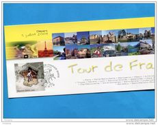 Souvenir "TOUR De FRANCE 2003-encart 3 Volets 2 Timbres  Avec Cachet  Prologue Et Arrivée - Radsport