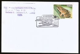 J) 2012 CUBA-CARIBE, 85TH ANNIVERSARY OF THE FIRST FLIGHT HAVANA, TEMPORARY FROG, AIRPLANE, SOUVENIR CARD - Briefe U. Dokumente