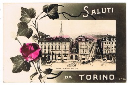 RB 1158 -  Super 1930's Postcard - Saluti Da Torino Turin Italy - Lugares Y Plazas