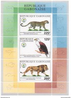 Gabon Gabun 2000 Bloc Sheetlet Animaux Intégralement Protégés Faune Fauna Panther Panthere Rapaces Birds Of Prey Lion - Adler & Greifvögel