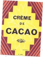 - étiquette - CREME DE CACAO   - (4 Points De Colles Dos Aminci ) - Whisky