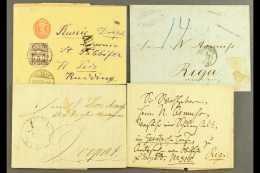 LATVIA Group Of Four Incoming Covers To Dorpat Or Riga, Incl. 1841 Stampless Entire From Dorpat To Riga, Other... - Altri & Non Classificati