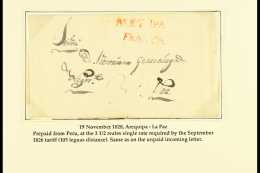 1828 ENTIRE LETTER TO BOLIVIA 1828 (19 Nov) EL From Arequipa To La Paz Showing The Peruvian Single Rate Of... - Pérou