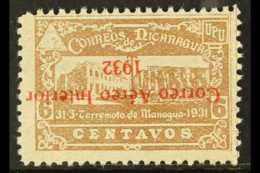 1932 6c Grey-brown With INVERTED OVERPRINT, Scott C37a, Unused, No Gum As Issued And Never Hinged. For More... - Nicaragua