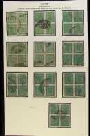 1917-30 4a Green (SG 41, Scott 17, Hellrigl 43), TEN BLOCKS OF FOUR Used With Telegraphic Cancels, Various Shades... - Nepal
