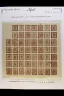 1917-30 2a Brown (SG 40, Scott 16, Hellrigl 41f), Setting 29, A COMPLETE SHEET OF 54 Including 6 Inverted... - Nepal