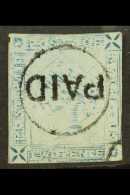 1859 2d Blue Imperf "Lapirot", Worn Impression, From Position 11 SG 39, Used With Close Margins And Neat "PAID"... - Maurice (...-1967)