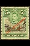 1948-53 5s Black & Green "Self-Government" Overprint With "NT" JOINED Variety, SG 247a, Very Fine Mint, Very... - Malta (...-1964)