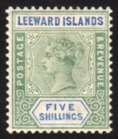 1890 5s Green & Blue, SG 8, Very Fine Mint For More Images, Please Visit... - Leeward  Islands