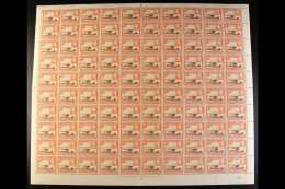 1938-54 10c Red-brown & Orange, P.13x11¾ In A FULL SHEET OF 100 STAMPS, SG 134, Never Hinged Mint, Some... - Vide