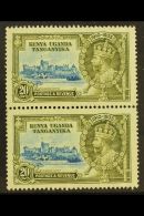 1935 20c Light Blue And Olive, Silver Jubilee Variety "Dot To Left Of Chapel", SG 124g, In Mint Vertical Pair With... - Vide