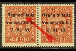 VENEZIA GIULIA 1918 80h Red Brown Overprinted, Variety 'Regnod', Sass 13n, In Pair With Normal, Very Fine Never... - Non Classificati