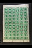 1942 POSTAGE DUE ½d Emerald -green, SG D5, A Rare Complete Pane Of Sixty, Showing Varieties Plate Flange... - Other & Unclassified