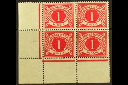 1925 POSTAGE DUE 1d Carmine, Lower Left Corner Block Of Four, Position 10/1 Blotted "POS" (Hib. Pd2c), Lightly... - Altri & Non Classificati