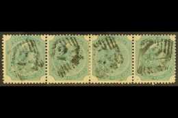 USED IN ADEN 1866-78 4a Green, Die I, SG 69, Used Strip Of Four With "124" Numeral Cancel On Each Stamp Of The... - Altri & Non Classificati