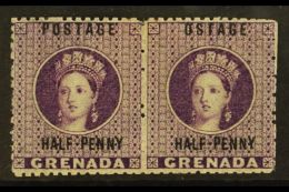 1881 ½d Deep Mauve, Horizontal Pair R/h Stamp Showing The Variety "OSTAGE", SG 21/21c, Very Fine Mint. Ex... - Grenada (...-1974)