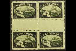 CAROLINE ISLANDS 1919 Black & White Mourning Label GUTTER BLOCK Of 4, Never Hinged Mint. Lovely Item For More... - Altri & Non Classificati