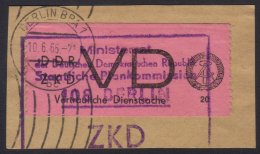 OFFICIALS DIENSTSACHEN 1965 (Apr) 20pf Black On Rose, Michel 2, Very Fine Used On Piece Cancelled By Large Boxed... - Other & Unclassified