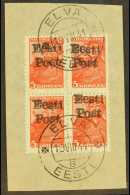 ESTONIA 1941 5k Brown-red, "Eesti Post" Overprint, Mi 5, BLOCK OF FOUR, Superb Used On Piece, With "Krischke"... - Autres & Non Classés