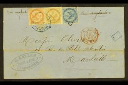 GUADELOUPE 1866 70c Rate "Eagle" Cover From Pointe A Pitre To Marseille Franked 10c Bistre, 20c Blue And 40c... - Other & Unclassified