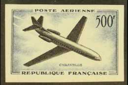 1957-59 500f Blue & Black AIR POST Imperf, Yv 36a, Never Hinged Mint For More Images, Please Visit... - Autres & Non Classés