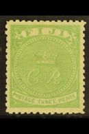 1871 3d Pale Yellow Green, SG 11, Very Fine Mint With Good Centering. For More Images, Please Visit... - Fidschi-Inseln (...-1970)