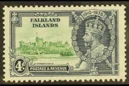 1935 4d Green And Indigo, Silver Jubilee, Variety "short Extra Flagstaff", SG 141b,very Fine Never Hinged Mint.... - Falkland