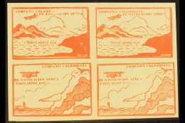 SCADTA 1920 10c Brick-red Imperf SE-TENANT BLOCK Of 4, Containing Two 'Sea And Mountain' And Two 'Cliffs And... - Colombia