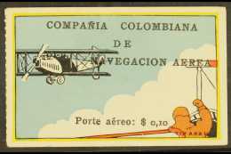 COMPANIA COLOMBIANA De NAVEGACION AREA 1920 10c Multicolored "Pilot Signalling Bi-Plane", SG 4, (Scott C5) Superb... - Colombia