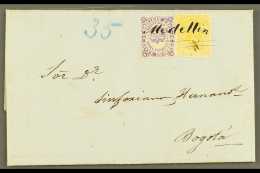 1871 (4 DEC) ENTIRE LETTER From Medellin To Bogota Bearing 1868 10c Violet Type II, Scott 54c, And 1870 5c Yellow,... - Colombia