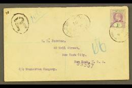 1908 (6 June) Registered Cover To USA, Bearing 1907 1s Stamp (SG 15) Tied By "George Town" Cds, With Registration... - Kaimaninseln